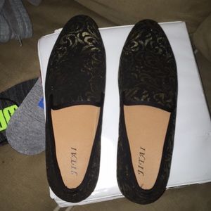 Black and gold loafers